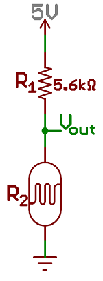 A photocell and resistor make a light sensor
