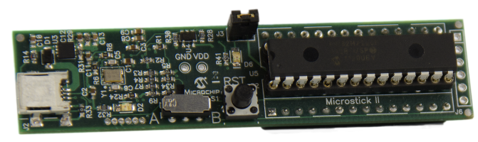 Photograph of the Microstick II development board